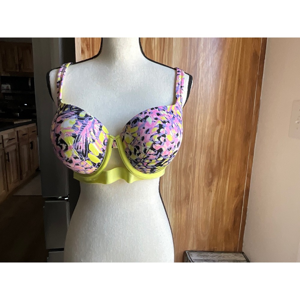Cacique Balconette Bra Set 40D Boost Neon Floral & Lightly Lined Leopard Print - Picture 2 of 9